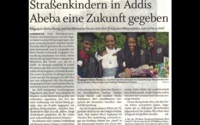 Zeitungsartikel „Straßenkindern in Addis Abeba eine Zukunft gegeben“