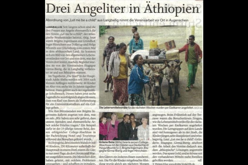 Zeitungsartikel „Drei Angeliter in Äthiopien“